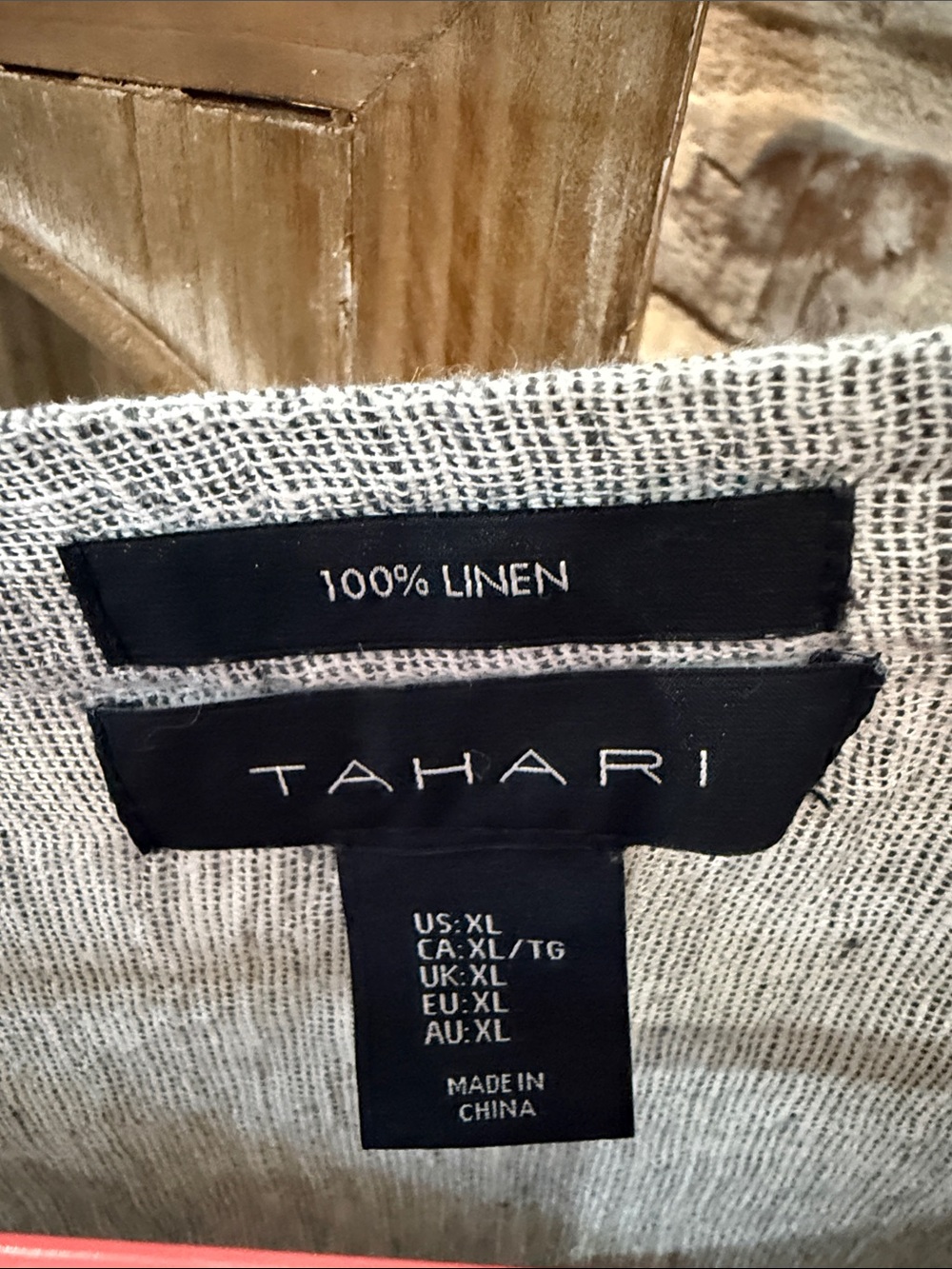 TAHARI women’s SZ XL linen gray button up top - Picture 5 of 6